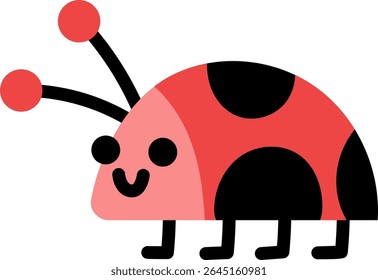 Vector smiling ladybird icon. Magic creature clipart. Cute fairytale character. Woodland fantasy ladybug insect. Forest fairy tale illustration isolated on white background
