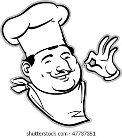 vector Smiling Pizza Chef giving the "okay" sign illustration