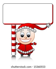 Vector sonriendo niño auxiliar de Santa con blanco para su texto