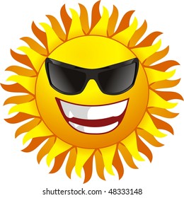 vector smiling sun. Isolated