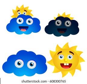 Vector smiling weather symbols