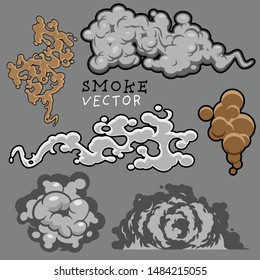 vector smoke cartoon set on gray background