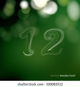 Vector Smoke Font. Number 1 and 2