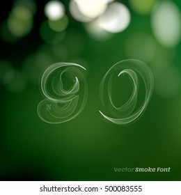Vector Smoke Font. Number 9 and 0