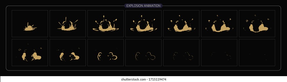 Vector Smoke Frame. Sprite Sheet Smoke Explosion for App, 
Video Game or Cartoon. 2D Classic FX Effect. 
EPS 10 Vector illustration.