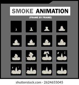 Vetor Smoke FX Sprite Sheet Pack, Nuvem, vento, Vapor de chá, Fumaça Mais, fumaça de vapor, nevoeiro
