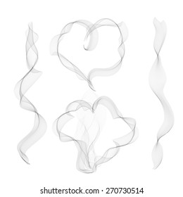 Vector smoke in heart pattern on white background.