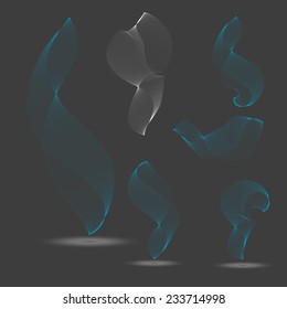 Vector  smoke Illustration. Abstract fire symbol. Blue lines. Flame. 