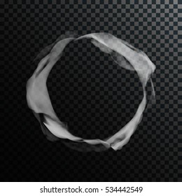 Vector Smoke Ring. Abstract Realistic Circle Smoke Texture. Template Transparent Cloud Shape