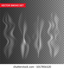 Vector smoke set isolated on transparent background. Vector cigarettes smoke set