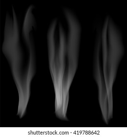 Vector Smoke Set on Dark  Background.