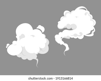 Vector Smoke Set Special Effects Template. Cartoon Steam Clouds, Puff, Mist, Fog, Watery Vapour Or Dust.