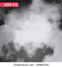 Vector smoke special effect on transparent. Fog isolated design background. Smoky effect