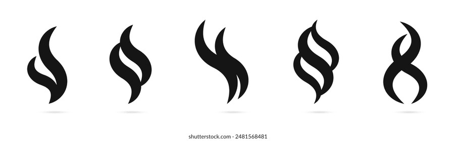 Vector smoke. Smoke, steam, smog, smell symbols. Smoke vector icons. Smoke icon set.