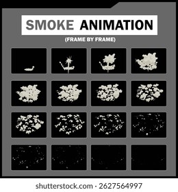 Vector Smoke, Steam, wind, Fire, Fog  Explosion Effects Sprite Sheet – Realistic  Cartoon Style VFX for Animation, Games, and Motion Graphics