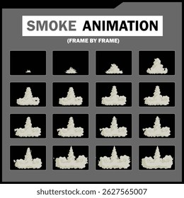 Vetor Smoke, Vapor, vento, Fogo, Fog Explosion Effects Sprite Sheet - Realistic Cartoon Style VFX for Animation, Games, and Motion Graphics