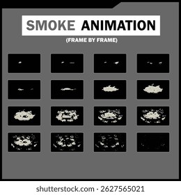 Vektor Rauch, Dampf, Wind, Feuer, Nebel Explosion Effekte Sprite Sheet - Realistische Cartoon Style VFX für Animation, Spiele und Motion Graphics