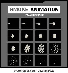 Vector Smoke, Steam, wind, Fire, Fog  Explosion Effects Sprite Sheet – Realistic  Cartoon Style VFX for Animation, Games, and Motion Graphics