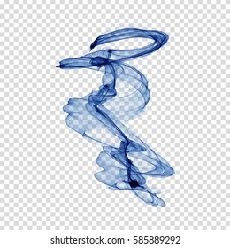 Vector smoke wavy transparent element. Ink in the water. 