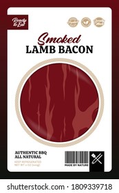 Vector smoked lamb packaging design concept. Modern style butcher's shop label