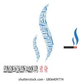 Vector smoking cigarette collage is organized of random recursive smoking cigarette parts. Recursive composition of smoking cigarette.