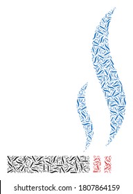 El mosaico de cigarrillos de fumar vectores se forma a partir de pictogramas de cigarrillos recursivos dispersos. Composición recursiva de cigarrillos fumando.
