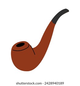 Vector smoking pipe. White isolated background.