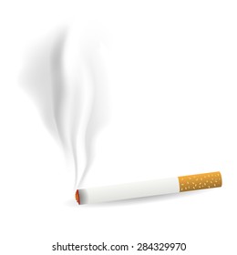 Vector Smoking Single Cigarette Isolated on White Background