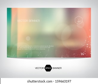 Vector Smooth Retro Web Banner, Business Card Or Flyer Design. Blurry Unfocused Photographic Vintage Film Effect With Cross Process, Light Leaks And Bokeh Lights. Grungy Soft Background. 