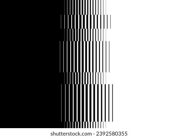 Vector smooth transition from black to white with broken straight lines. Vector background in retro style.