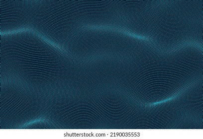 Vector smooth waves made by dots. Elegant particle flow design. 