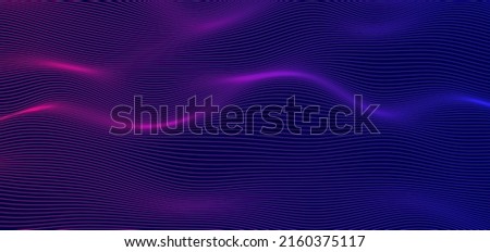 Vector smooth waves on dark background. Futuristic technology design backdrop with purple and blue gradient transition. Foto stock © 