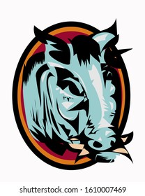  Vector - Smple Illustration of The boar's head, vector cartoon image. 
