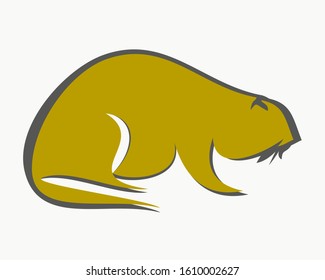  Vector - Smple Illustration of Otter, vector cartoon image. 