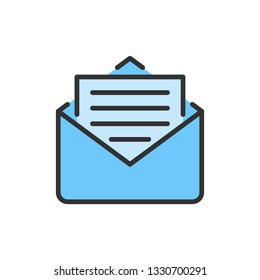 Vector sms, message, email flat color line icon.