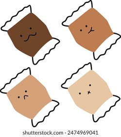 Vector Snack Packaging with Various Expressions | Doodle Style | Cute and Minimalist
