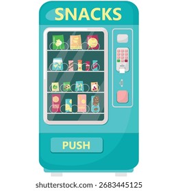 Vector snack vending machine cartoon flat icon