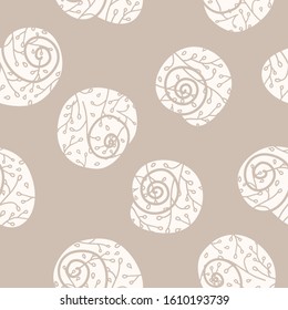 Vector Snail Shells with Florals on Soft Beige seamless pattern background.