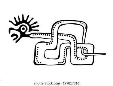 serpiente vectorial en estilo indio americano