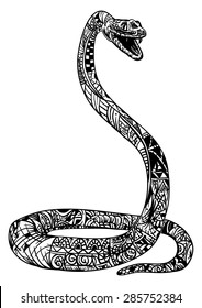 vector - snake cobra zentangle - isolated on background