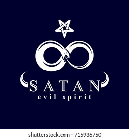 Vector snake created with a pentacle symbol. Satan graphic vector emblem.