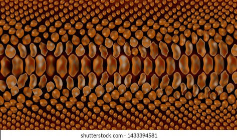 Vector snake, crocodile reptile skin texture background. Brown animal leather, alligator textured surface for fabric fashion design. Fabric natural material for decoration.