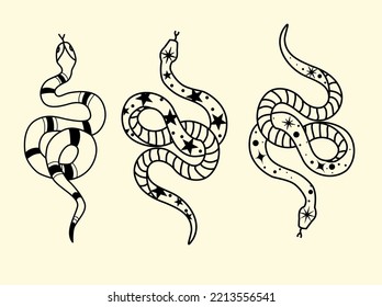 Vector snake illustrations for Halloween and not only