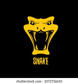 vector snake logo template. danger snake icon. viper orange silhouette isolated on black