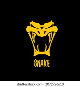 vector snake logo template. danger snake icon. viper orange silhouette isolated on black