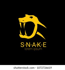 vector snake logo template. danger snake icon. viper orange silhouette isolated on black