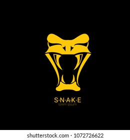 vector snake logo template. danger snake icon. viper orange silhouette isolated on black