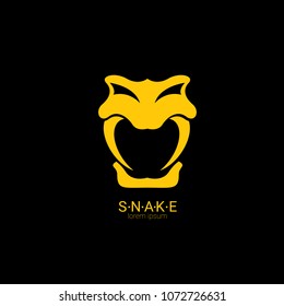 vector snake logo template. danger snake icon. viper orange silhouette isolated on black