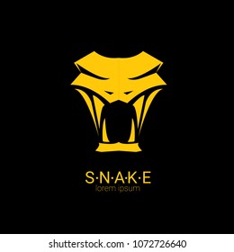 vector snake logo template. danger snake icon. viper orange silhouette isolated on black