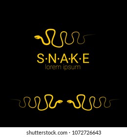 vector snake logo template. danger snake icon. viper orange silhouette isolated on black